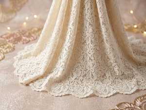 High Quality Premium Cream Floral Nylon Net <b>Fabric</b> - Elegant Rose Patterned Mesh for Bridal Wear, DIY Crafts, and Boutique - Product Image 1