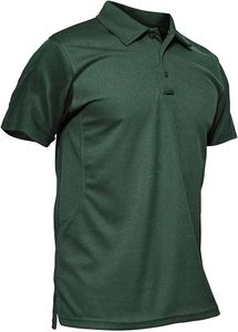 Polo de Manga Corta para Hombre, Color Verde Oscuro, Diseño Casual Transpirable, Corte Regular, Color Sólido, Tejido de Piqué, Camisa de Golf - Product Image 1