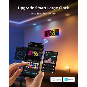Smart <b>Digital</b> LED <b>Wall</b> <b>Clock</b> 16.5 Inch RGBIC Display App Controlled Multiple DIY Colors Music Sync Large <b>Wall</b> <b>Clock</b> - Product Image 3