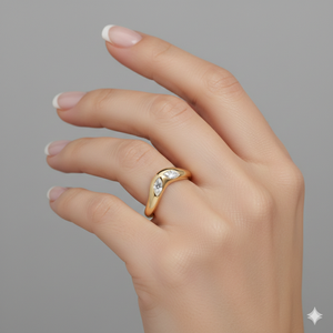 แหวนทองคำทรงโค้ง Stonewels ประดับเพชรทรงมาร์คีส์ 0.20 กะรัต ผลิตในห้องปฏิบัติการ พร้อมการตั้งเพชรแบบ Prong Setting สำหรับการรับรอง - Product Image 3