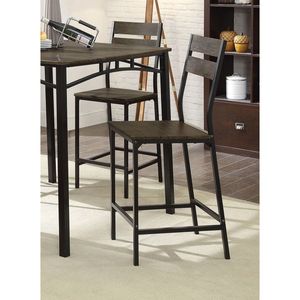 Ensemble de salle à manger de style industriel brun antique 5 pièces avec 4 chaises hautes en métal - Product Image 5