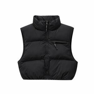 Chaleco Deportivo Ligero para Hombre, Negro, Cortavientos, de Poliéster, con Cuello Alto, Cierre de Cremallera, Sin Mangas, Acolchado, ODM - Product Image 1
