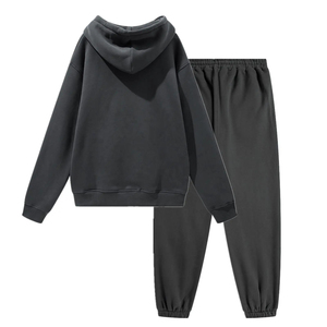 Conjunto Deportivo Unisex con Capucha Negra, Manga Larga, Color Sólido, Corte Holgado Informal, con Cordón Ajustable y Bolsillos Laterales, Ropa de Otoño 2026 - Product Image 2