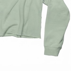 Trendiness Custom Logo Women's Light Green Cropped Hoodie Long Sleeve Casual Knitted Sweatshirt With Front Logo Autumn Wear - Product Image 5