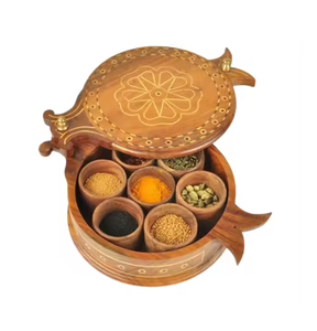 Wood Masala Spice <b>Box</b> New Design And Acrylic Lid 9 Compartments Leak Proof Eco-Friendly Dishwasher Safe Spice <b>Box</b> - Product Image 3