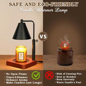 Lampe chauffe-bougie noire moderne avec minuterie, cadeau d'anniversaire pour homme, papa, femme, maman, bougies en pot réglables - Product Image 5