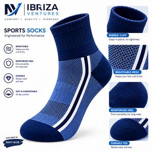 Chaussettes blanches Ibriza Ventures, chaussettes de sport respirantes en coton tricoté rayées - Product Image 4