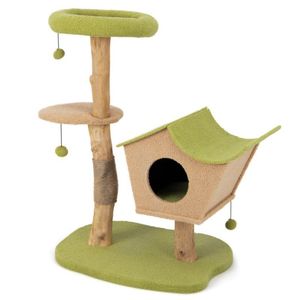 43-Inch Wooden Cat Tree with <b>Padded</b> Top Perch for <b>Scratching</b> and Napping - Product Image 3