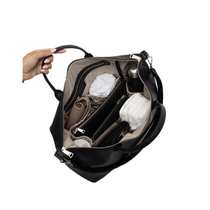 Bolsa de Pañales Royaa de Cuero Genuino para Mamá y Bebé, Resistente al Agua, con Cierre de Cremallera, Diseño Geométrico Moderno, Estilo Inglés - Product Image 6