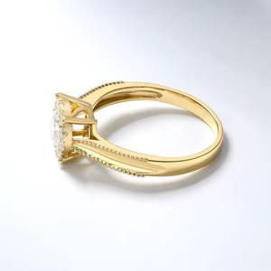 Bague en or jaune 18 carats/18k avec diamant blanc naturel véritable, cadeau de fiançailles et d'anniversaire vintage pour femme - Product Image 3