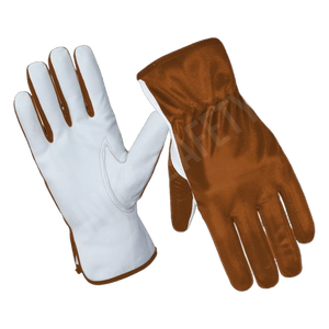 Premium Goat Grain Leather Work <b>Gloves</b> with Spandex Laminated Back Hand Protection Gauntlet Driving Safety <b>Gloves</b> - Product Image 3