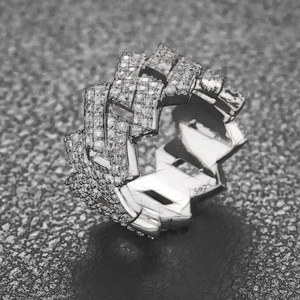 Anillo de eslabones cubanos con diamante de moissanita, plata 925, estilo hip hop, diseño llamativo y atrevido, joyería. - Product Image 6