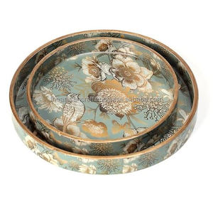 Set de 2 plateaux de service ronds en bois par Artisan Craft - Product Image 3