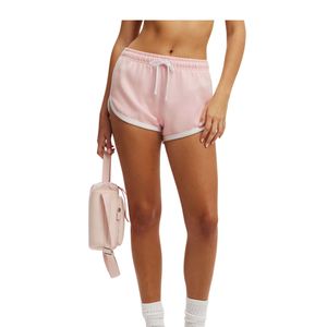 Shorts de détente en coton rose pour femmes, décontractés, d'été, avec cordon de serrage à la taille, coupe ample, pour le sport et la gym, fourniture OEM ODM personnalisée - Product Image 2