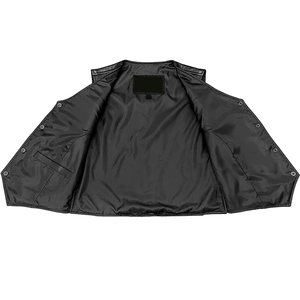Chaleco de Cuero Genuino Negro Sólido para Hombre al por Mayor, Precio Bajo, Personalizable, Estilo Motociclista, Tallas Grandes, Invierno, Vintage, Impermeable - Product Image 4