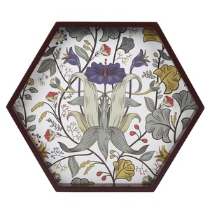 Bandeja de Servir Hexagonal con Estampado Botánico Art Nouveau, Plato Decorativo de Madera para Pedidos al por Mayor - Product Image 1