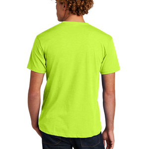 T-shirt à manches courtes vert néon pour homme, col rond, logo personnalisé imprimé, jersey décontracté en coton, coupe classique, design avant fluorescent - Product Image 6