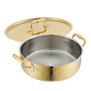 Luxury Hammered Metal Casserole Pot With Glass Lid Round Stainless Steel Handle Durable For Gas And Induction Cooker - Product Image 3