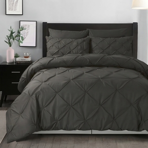 Charcoal Pintuck <b>Quilt</b> Cover 3 Piece 100% Cotton T-150 All Season Home Use Simple Style - Product Image 4