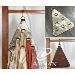 2026 Personalized Genuine Cowhide Leather Wild Scarf Rag Holder Rustic Wall Hook <b>Kitchen</b> Towel Organizer Hanging <b>Rack</b> Home Decor - Product Image 1