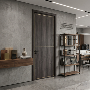Puerta de Estilo Moderno con Núcleo Compuesto Hueco, Puerta Interior Principal de Madera WPC para Interiores de Casa con Marco para Dormitorio - Product Image 6