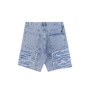 Custom American High street <b>Hip</b> Pop Painting Washed Distressed Fray Loose Denim Shorts Men Men's Shorts High Quality Baggy Jorts - Product Image 2