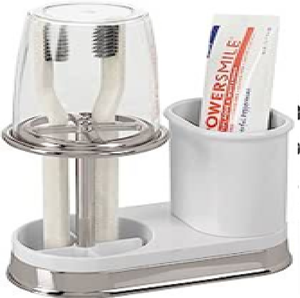 Elegante contenedor acanalado de color oscuro para guardar una afeitadora eléctrica, pasta de dientes con sabor a menta y cepillos de dientes, disponible a precios de mayorista. - Product Image 2