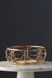 Corbeille à fruits moderne en fil doré, design abstrait, bol ouvert en métal, support de légumes pour table de cuisine - Product Image 2