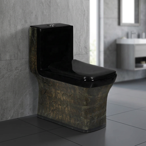 WC monobloc en céramique Vistaar à siphon intégré, finition dorée, pour hôtels de luxe - Product Image 1