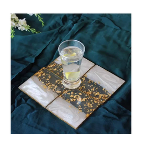 Posavasos de Resina de Alta Calidad, 2 Piezas, Tamaño Personalizado, Redondos, con Diseño Floral, con Brillo Dorado, Posavasos Cuadrados de Resina Personalizables de Alta Calidad - Product Image 5