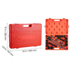 Jeu de douilles à chocs 27 pièces, 3/4 po, SAE 7/8 po à 2 po, métrique 22 mm à 50 mm, 6 pans, en acier allié Cr-V, pour réparation automobile - Product Image 3