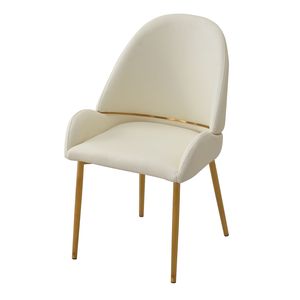 Set di 2 sedie da pranzo in pelle PU beige con gambe in metallo - Product Image 5