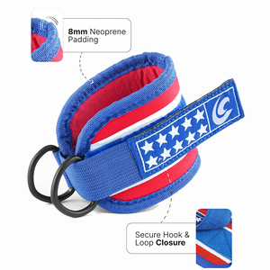 สายรัดข้อเท้าผ้าฝ้ายนีโอพรีนสีตามสั่ง ป้องกันการลื่น พร้อมตัวล็อคแบบสแนป รองรับการใช้งานอย่างมืออาชีพ ดีไซน์เสริมแผ่นรอง ป้องกันการบาดเจ็บ เหมาะสำหรับการออกกำลังกายด้วยสายเคเบิล - Product Image 3