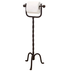 Soporte de Papel Higiénico de Metal Negro Hecho a Mano Estilo Vintage con Estante para Baño, de Pie y con Almacenamiento - Product Image 3