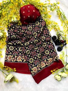 Nouveau Saree en Soie Gajji Pure et Douce Ajrakh Bandhej Lagdi Saurya Style de Vie Modèle 008 Séchage Rapide Style Formel Toutes Saisons - Product Image 5