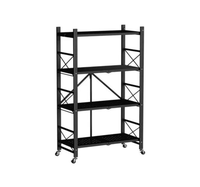 Étagère de rangement de cuisine moderne en acier réglable et personnalisable avec 4 niveaux et poulie pour entrepôt