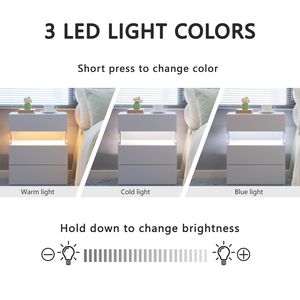 <b>LED</b> 3-Drawer Dresser with Acrylic Board Nightstands for Bedroom and Living Room <b>Bedside</b> <b>Table</b> and Furniture - Product Image 3