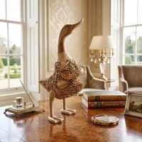 Sculpture artisanale en bois de canard bullu, statue d'animal rustique en teck et racine de bambou, mignon canardonnière, décoration d'appoint pour table ou sol, pour embellir les espaces.