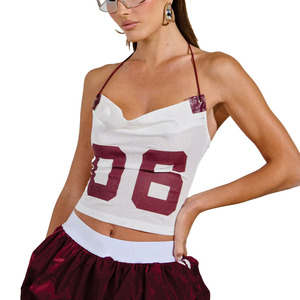 2026 Trendy Women's Vintage Mesh Halter Crop <b>Top</b> Custom Women's Shirts Sleeveless Summer Streetwear Y2K Casual Fashion Tank <b>tops</b> - Product Image 4