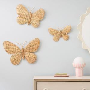Décoration Murale Papillon en Rotin Naturel Écologique, Meilleure Vente en Gros, Ensemble de Décoration Murale Faite à la Main en Rotin Naturel pour Chambre d'Enfant - Product Image 1