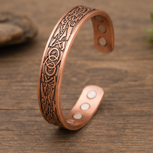 Elegant Woven Pattern Magnetic Pure Copper Wrist Cuff With Embossed Design Luxury Metal Jewelry Promotional <b>Novelty</b> Gift - Product Image 6