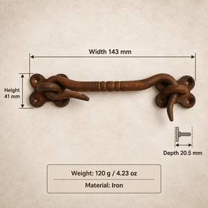 SHUBHAM Loquet antique en fer forgé à crochet et œillet, 143 mm, quincaillerie de serrure de porte rustique style ferme pour armoires, fenêtres et meubles - Product Image 4