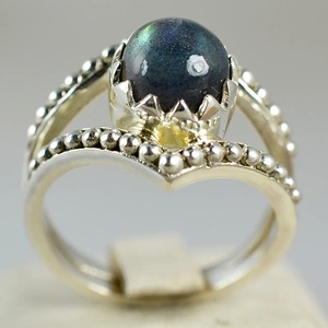 <b>Labradorite</b> <b>Ring</b> 925 Sterling Silver Handmade Boho Statement Promise Jewelry for Women Natural Round Shape Gemstone Jewelry - Product Image 5