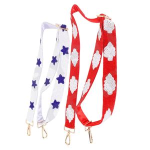 Los Angeles Sangles de sac de perles de rocaille en or blanc personnalisées 'Hook Em Horns' Accessoire à la mode Sangle de sac à main perlée - Product Image 5