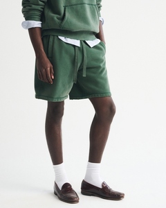 Men Green Cotton Fleece Shorts <b>Elastic</b> Waist Drawstring Casual Sweat Shorts Soft Comfortable Summer Shorts OEM ODM Factory - Product Image 5