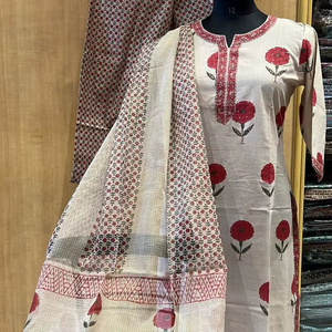 สินค้ามาใหม่ ชุดสัลวาร์ คามีซ ผ้าฝ้ายแท้ พิมพ์ลายสวยงาม พร้อมเสื้อและกางเกง ผ้าคลุมไหล่ สวมใส่สบาย หรูหรา ราคาขายส่ง เสื้อผ้าชาติพันธุ์ ชุดใส่ประจำวัน - Product Image 1