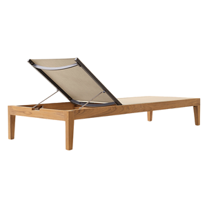 Chaise longue moderne en teck massif avec dossier réglable, durable, pour l'extérieur, la piscine, la villa, mobilier minimaliste - Product Image 4