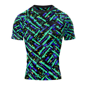 Camiseta de Artes Marciales Mixtas Personalizada por Sublimación, Unisex, Ajustada, de Secado Rápido, Duradera, Transpirable, Mezcla de Spandex/Poliéster, Azul y Blanco - Product Image 6