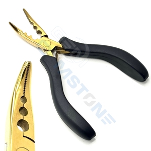 Alicates Profesionales Curvos de 3 Orificios para Extensiones de Cabello - Herramienta de Acero Inoxidable Dorado para Micro/Nano Anillos (Orificios de 3mm/4mm/5mm) GEMSTONE - Product Image 3