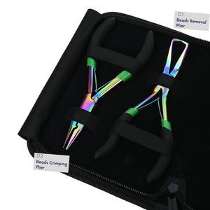Kit d'outils pour extensions capillaires avec étui en Rexine, ciseaux miniatures pour la coupe et le démêlage, crochet de tirage, pince à sertir et à démonter pour salon - Product Image 3